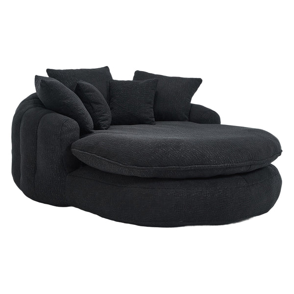 English Elm Oversized Memory Foam Chenille Bean Bag Sofa with Ergonomic Back Support, 3 Large & 2 Small Pillows Black W395P359415