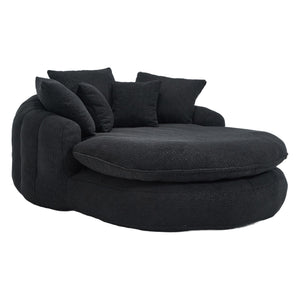 English Elm Oversized Memory Foam Chenille Bean Bag Sofa with Wrap-Around Backrest and Lumbar Support for Adults Black W395P359415