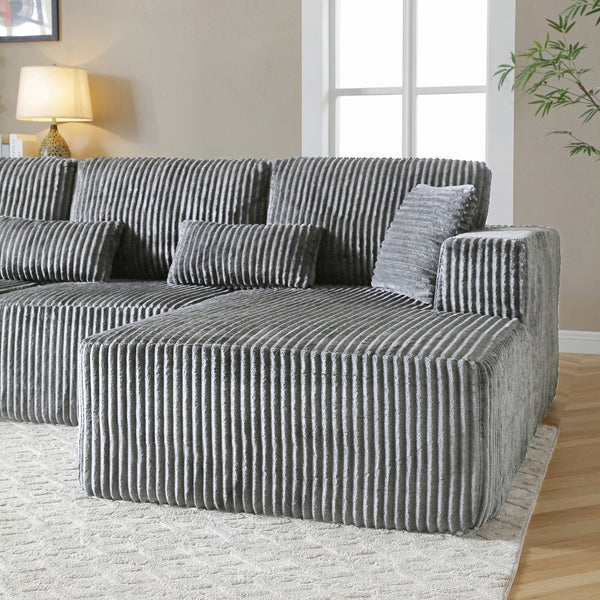 English Elm 109'' Modular Cloud Sectional with Deep Corduroy Seat for Living Room Lounging W1117S00306