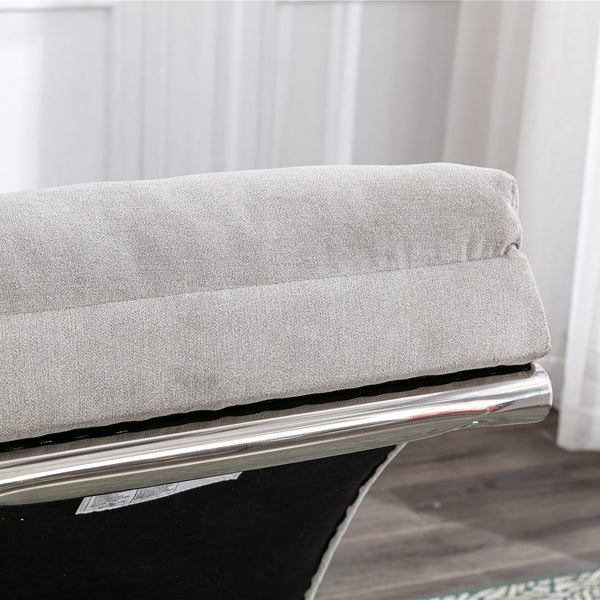 English Elm Linen Ergonomic Massage Chaise Lounge with Remote Control, 140° Recline, Heavy-Duty Frame, 5 Modes LIGHT GREY W39539625