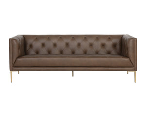 Sunpan Westin Sofa - Timeless Elegance with Diamond Tufting and Antique Brass Feet for Stylish Living Spaces Vintage Caramel Leather