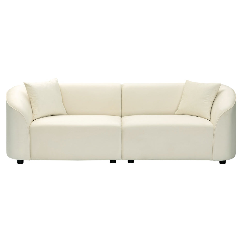 English Elm Christopher Knight Home® - 87" Curved Contemporary Sofa In Off-White Velvet: Elegant Design, Plush Comfort & Durable Frame For Living Spaces N767P2323857B