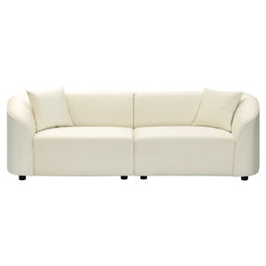 English Elm Christopher Knight Home® - 87" Curved Contemporary Sofa In Off-White Velvet: Elegant Design, Plush Comfort & Durable Frame For Living Spaces N767P2323857B