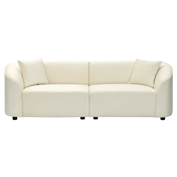 English Elm Christopher Knight Home® - 87" Curved Contemporary Sofa In Off-White Velvet: Elegant Design, Plush Comfort & Durable Frame For Living Spaces N767P2323857B