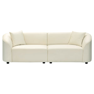 English Elm Package Curved Sculptural Sofa Soft Off-white Upholstered Modern Living Room Seating Beige N767P232385B