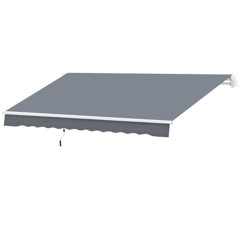 English Elm Outsunny 10' X 8' Retractable Patio Awning - Uv & Water-Resistant Shade With Manual Crank, Dark Gray W2225P200448-GIGA