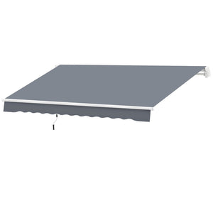 English Elm Outsunny 10' X 8' Retractable Patio Awning - Uv & Water-Resistant Shade With Manual Crank, Dark Gray W2225P200448-GIGA