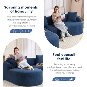 English Elm Compression Compression Sponge Sofa Curved Modular Sectional with 30D High-Density Chenille Sleeper for Cozy Apartment Living Room Comfort and Safe Rounded Design Navy Blue W2231S00030