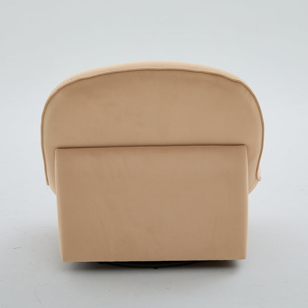 English Elm Swivel Accent Chair Plush Velvet Pumpkin Barrel Silhouette with 360 Degree Metal Base Khaki W3244P392748