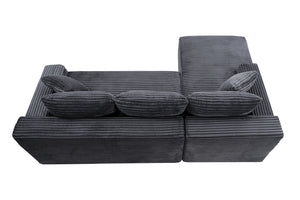 English Elm 94.5" Jumbo Corduroy Cloud Sectional Deep Seat L-shape Sofa for Living Room Lounging W5515P479903