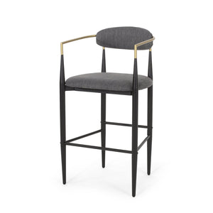 English Elm Christopher Knight Home® - Barstools Set Of 2 - Stylish Gray Upholstered Bar Stools With Backrest & Iron Legs For Versatile Spaces N779P248198G