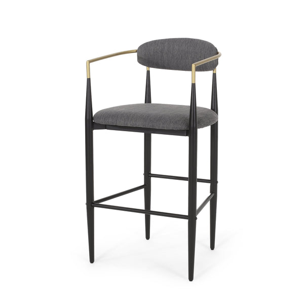 English Elm Christopher Knight Home® - Barstools Set Of 2 - Stylish Gray Upholstered Bar Stools With Backrest & Iron Legs For Versatile Spaces N779P248198G