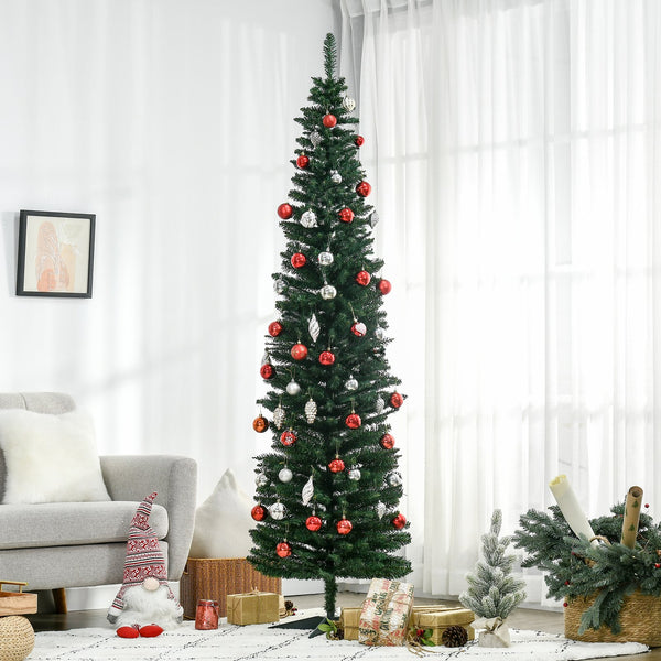 English Elm Homcom 7' Slim Pencil Christmas Tree With 499 Realistic Branch Tips, Easy Assembly & Safe Design W2225P249632