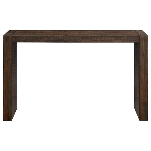 English Elm Monterey Solid Wood Console Table 64"W in Tobago Smoke Finish — Narrow Entryway, Modern Distressed Look B03548280