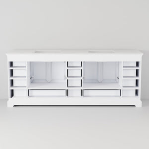 English Elm White Double Bath Vanity With Carrara Marble Top, Ample Storage, And Elegant Mirrors For Luxury Spaces B2731S00822-GIGA