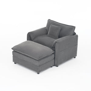 English Elm Oversized Chenille Lounge Chair with Detachable Ottoman Deep Cushioned Living Room Seat W3163S00069