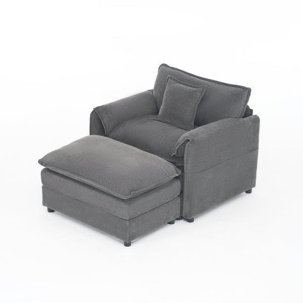 English Elm Oversized Chenille Lounge Chair with Detachable Ottoman Deep Cushioned Living Room Seat W3163S00069