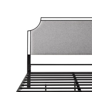 Upholstered Traditional Metal Queen Bed Grey MMIB5CGY Walker Edison