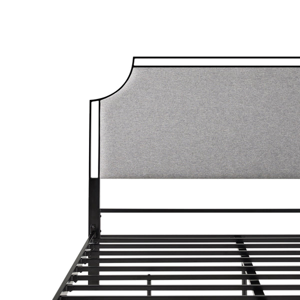 Upholstered Traditional Metal Queen Bed Grey MMIB5CGY Walker Edison