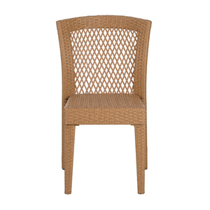 English Elm 7 Piece Outdoor Dining Set Acacia Wood Live Edge Table Woven Rattan Chairs Patio N762S000027AAA