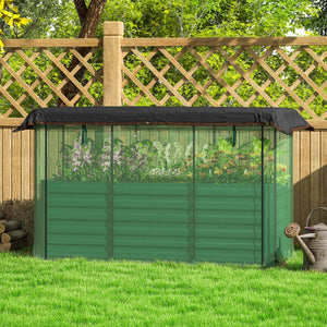 English Elm Outsunny Galvanized Steel Raised Planter with Crop Cage and 60 Percent Shade Cloth W2225P485601