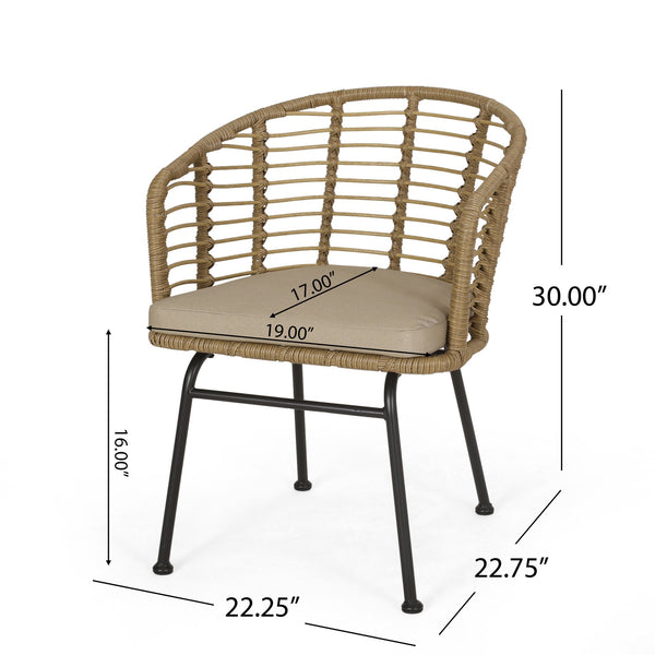 English Elm Randy Outdoor Woven Rattan Accent Chair Set of Two for Patio or Balcony Use N769P334784A