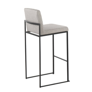 English Elm Fuji 30" High Back Barstool Set Of 3 - Modern Grey Fabric & Black Steel For Ultimate Comfort & Style B202P222198