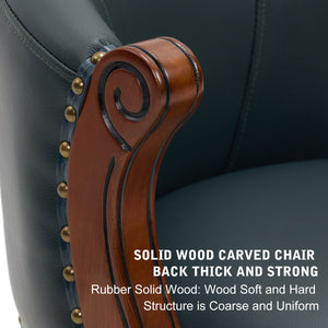 English Elm Counter Cow Top Leather Wooden Bar Stool with Back, 360° Swivel, Adjustable Height, Blue Finish W2195P331499