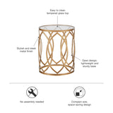 Madison Park Arlo Modern/Contemporary Metal Eyelet Accent Table MP120-0221 Gold/Glass