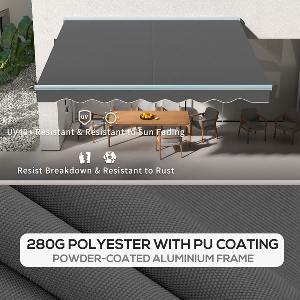 English Elm Outsunny 13' X 10' Motorized Retractable Awning With Led Lights, Uv Protection & Remote Control W2225P200428-GIGA