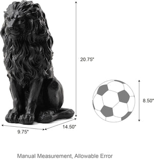 English Elm 20.5" Matte Resin Lion Sculpture Hand Carved Guardian Statue for Garden or Entryway Black W5709P490971