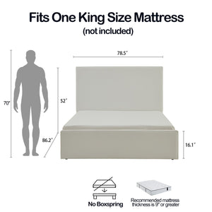 English Elm Lucas Upholstered King Bed Frame With 52" Tall Coconut Micro-Suede Headboard - Easy Assembly! B083P373031