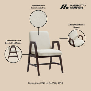 English Elm Stella Sculptural Wood Velvet Armchair Cream — Solid Beech Frame, Dark Walnut, Luxurious Plush Seat B365P397782