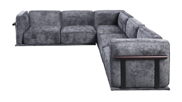 English Elm 102 Inch Linen Modular Sectional Sofa with Hidden Storage and Cloud Cushion Comfort Dark Gray W1099S00190
