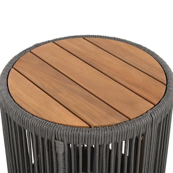 English Elm Christopher Knight Home® - Outdoor Rattan Rope & Acacia Wood Side Table – Stylish, Weather-Resistant Accent For Any Space N770P298633G