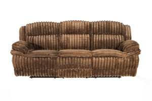 English Elm Contemporary Chocolate Fur-Like Corduroy Motion Sofa with Cup Holders, Drawer & USB Charging Recliner B011P335399