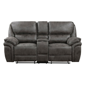 English Elm Plush Reclining Sofa and Loveseat Set Microfiber Upholstered Living Room Furniture Gray B011S01293