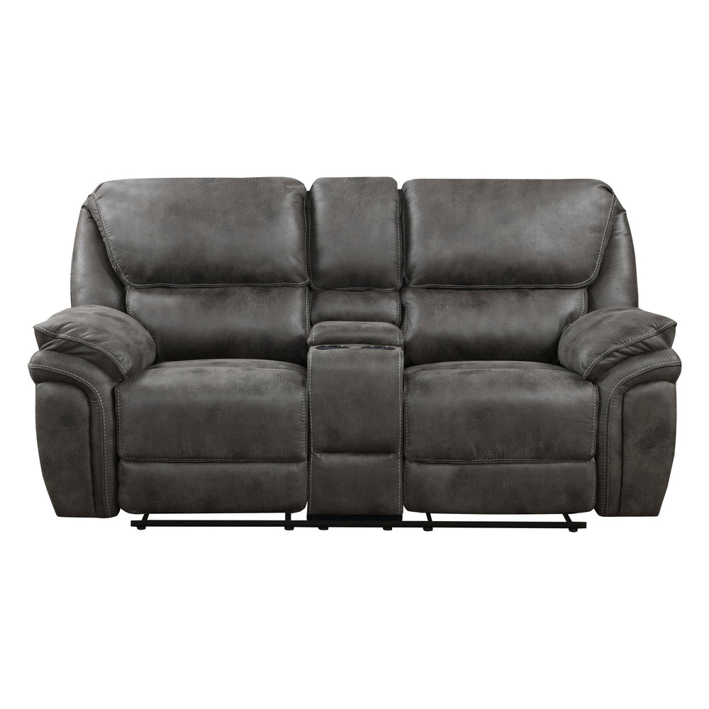English Elm Plush Power Reclining Loveseat Microfiber Upholstered with Usb Port and Console Gray B011P230436