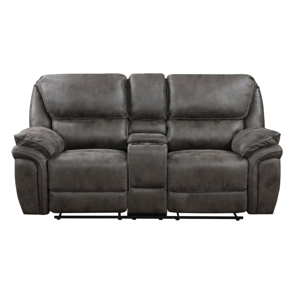 English Elm Plush Microfiber 3 Piece Reclining Sofa Set with Console Storage for Family Rooms Gray B011S01292