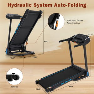 English Elm New Folding Home Treadmill 3.5hp Motor 350lb Capacity Incline Bluetooth Speaker N728P338626B