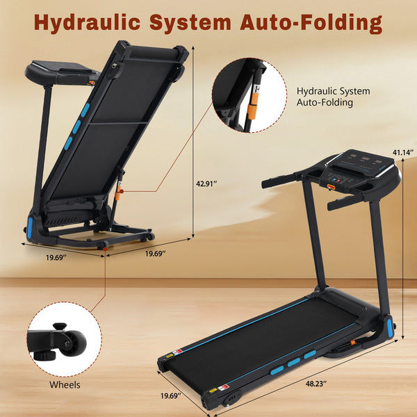 English Elm New Folding Home Treadmill 3.5hp Motor 350lb Capacity Incline Bluetooth Speaker N728P338626B