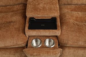 English Elm Emmy Orange Chenille Power Sectional Sofa with Console, USB Type-C/A, Wireless Charge, Zero Gravity Recline B2726S00396