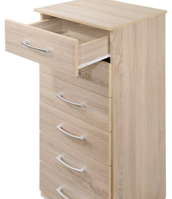 English Elm Boston Lingerie Chest with Rich Sandle Wood Finish, 46"H Vertical Storage, Smooth Roller Drawers Natural 48 L x 19 W x 7 H B078107861