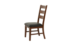 English Elm Contemporary Rectangular Dining Table Set 7pc with 18" Expandable Leaf, Faux Leather Chairs, Warm Finish Walnut 65 L x 48 W x 10 H B011S01093