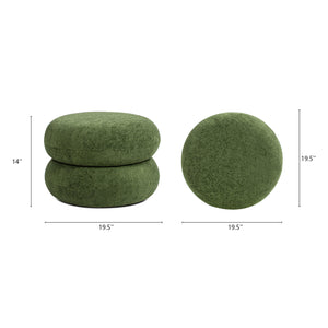 English Elm Jennifer Taylor Home - Nest Low Round Upholstered Ottoman 19.5" Almond Chenille Stacked Pouf Footrest Accent Seat, Cozy Green B2719P269262