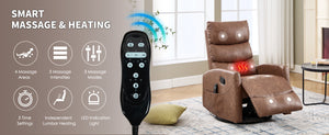 English Elm Heat Massage Rocker Recliner with 360 Swivel Fabric Upholstery for Living Room Comfort W3224P505191