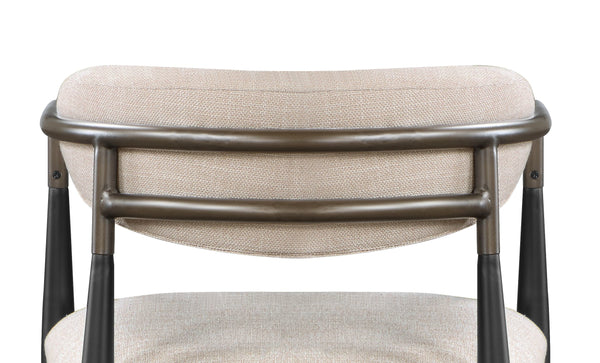 English Elm Beige Modern Armchair Set of 2 with Open Back, Straight Legs and Sleek Black Finish for Chic Living Beige+Black B062P215498