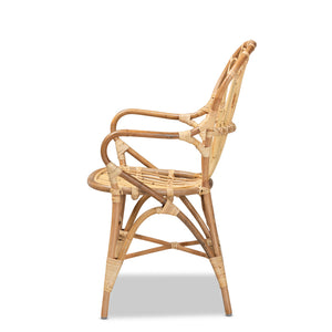English Elm Modern Handwoven Rattan Dining Chair with Open Loop Back for Organic Spaces B2750P470030