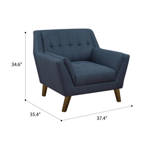 English Elm Wallace & Bay - Blue Accent Chair mid-century navy peacock fabric, 37.4" x 35.4" x 34.6", easy-care stylish comfort B361P384455