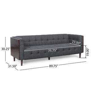 English Elm Christopher Knight Home® - 3-Seater Charcoal Fabric Sofa - Mid-Century Modern Style With Plush Comfort & Durable Design 69871.00ACHAR_69871.00BCHAR